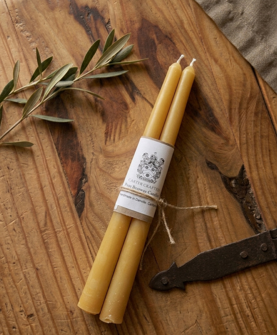 Classic Taper Dinner Candles in Natural Beeswax gold