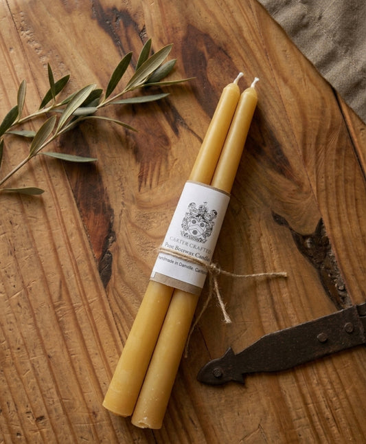 Classic Taper Dinner Candles in Natural Beeswax gold